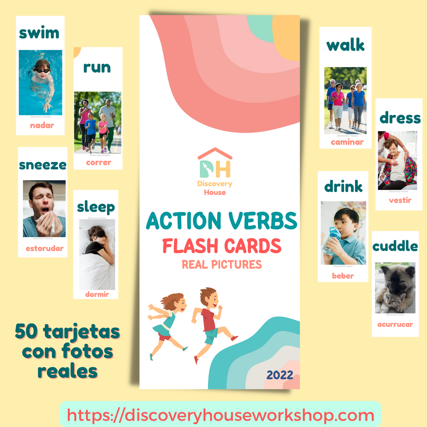 Action Verbs Flash Cards (Tarjetero)